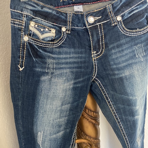 Blinged out full of Rhinestones Antique Rivert jeans size 29 - Picture 2 of 5